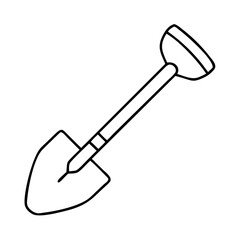 garden shovel icon, garden shovel line art - simple line art of garden shovel, perfect for garden shovel logos and icons