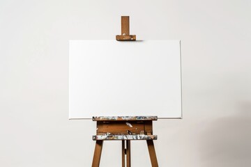 A blank canvas waiting for creative inspiration in a serene artistic studio setting isolated on transparent background