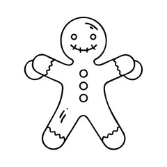 gingerbread man icon, gingerbread man line art - simple line art of gingerbread man, perfect for gingerbread man logos and icons