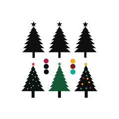 Set of  christmas trees silhouette vector, perfect for winter holiday and xmas celebration decoration