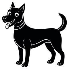 Black happy dog isolated on white background. 