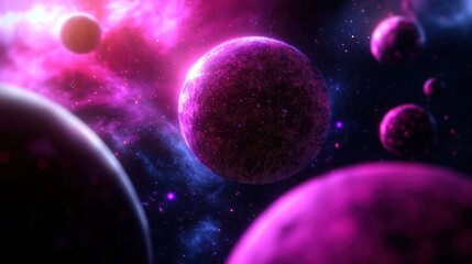 Fototapeta premium Cosmic planets, vibrant nebula, deep space, futuristic view
