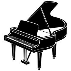 Vector silhouette of a baby grand piano with a small profile