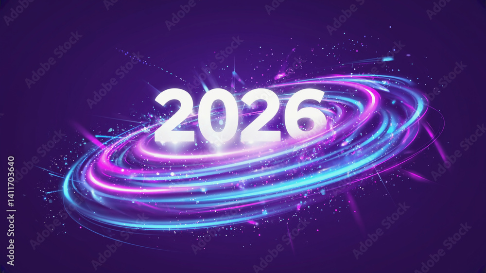 Fototapete an artistic writing style for the year 2026 with a hyper-realistic concept in various modes for your