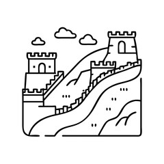 great wall of china icon, great wall of china line art - simple line art of great wall of china, perfect for great wall of china logos and icons