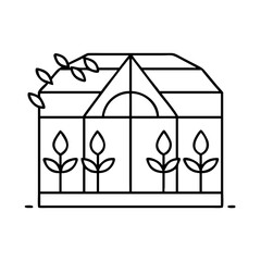 greenhouse icon, greenhouse line art - simple line art of greenhouse, perfect for greenhouse logos and icons