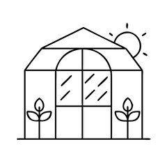 greenhouse icon, greenhouse line art - simple line art of greenhouse, perfect for greenhouse logos and icons
