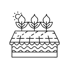 green roof icon, green roof line art - simple line art of green roof, perfect for green roof logos and icons