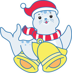 Cute Seal vector icon. Funny baby Seal animal series stock illustration. Life of fluffy Seal designs