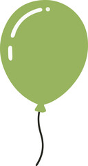 Simple green balloon illustration with a black string, perfect for party themes, birthday designs, kids' graphics, and festive decorations. Fun and minimal flat cartoon style.