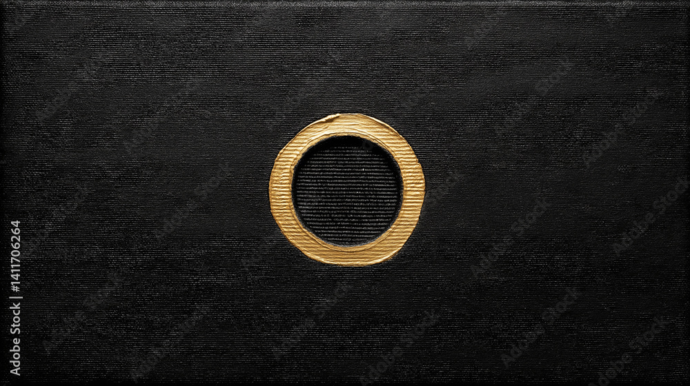 Poster tiny gold circle in the center of a black canvas