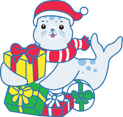 Cute Seal vector icon. Funny baby Seal animal series stock illustration. Life of fluffy Seal designs