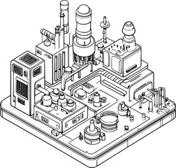 Fototapeta premium Isometric view of Research facility coloring book style, Research facility vector image