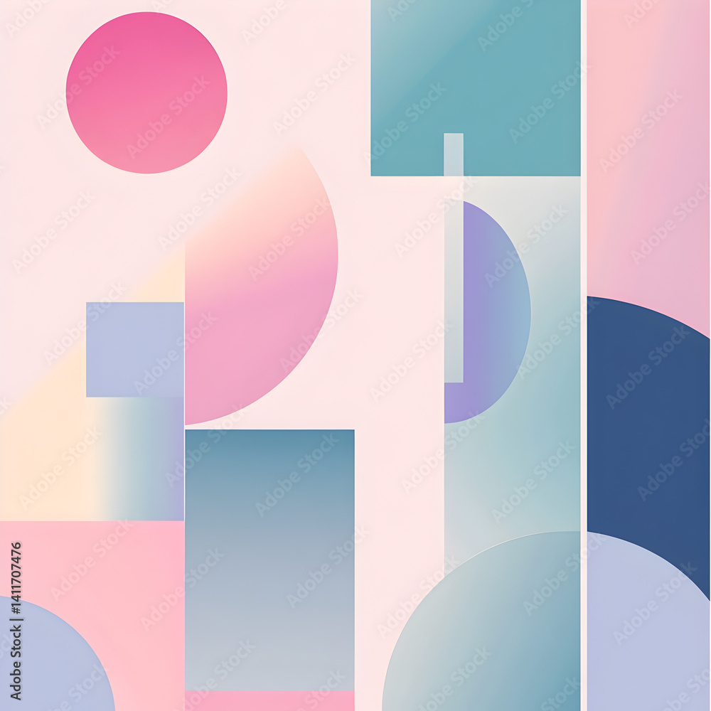 Aufkleber geometric harmony: a contemporary abstract composition in pastel hues. composed of intersecting shap