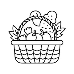 harvest basket icon, harvest basket line art - simple line art of harvest basket, perfect for harvest basket logos and icons