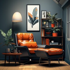 Contemporary Interior Design for a Man’s Room in Flat Style