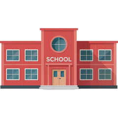 Obraz premium Red Brick School Facade with Windows