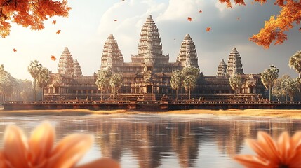 Angkor Wat logo design crafted in stone high resolution picture