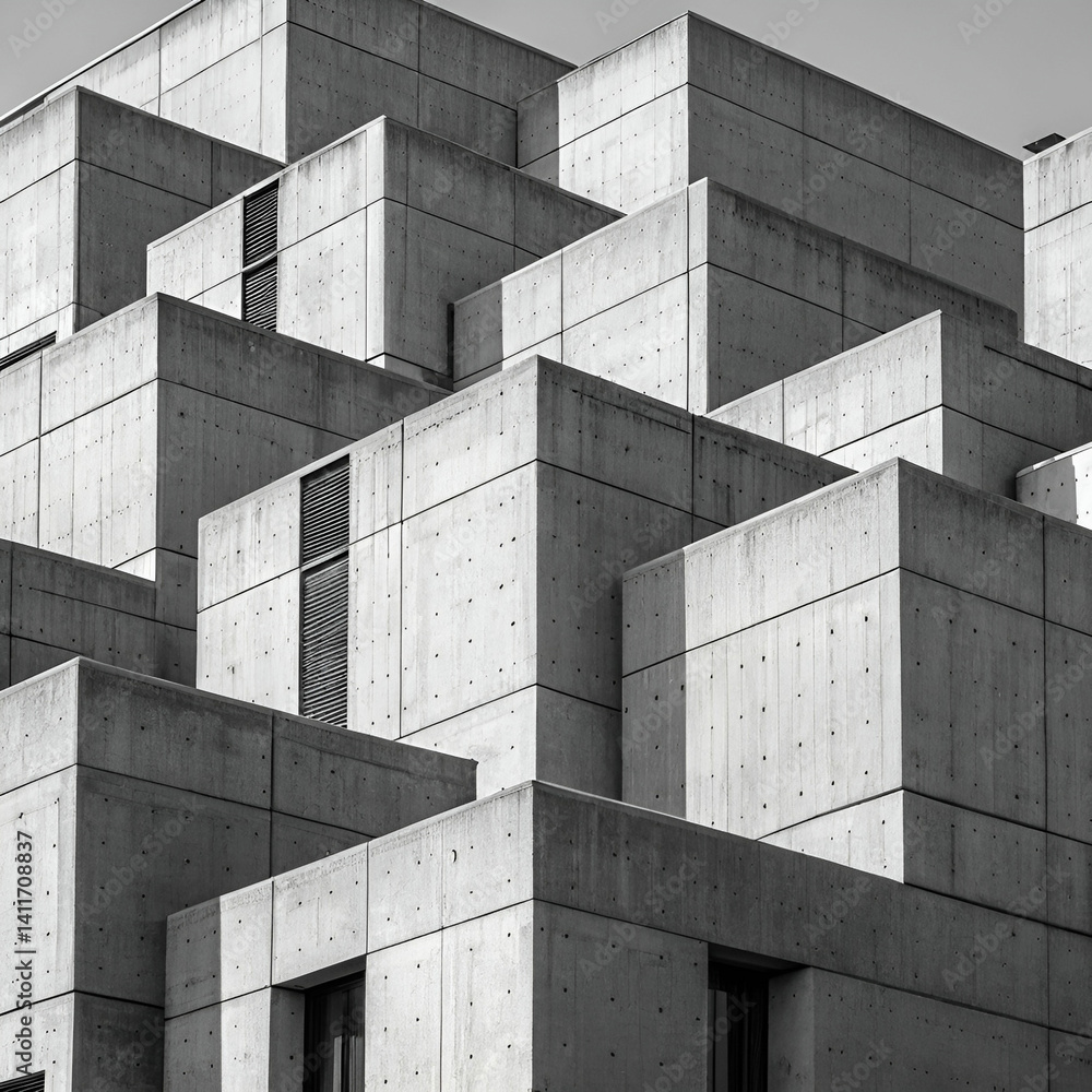 Aufkleber brutalist concrete block pattern seamless vector, featuring bold, angular shapes and raw textures, i