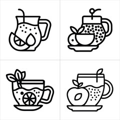 fruit tea icon set
