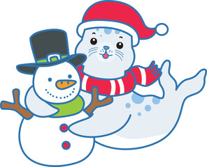 Cute Seal vector icon. Funny baby Seal animal series stock illustration. Life of fluffy Seal designs