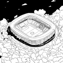 Stadium coloring book isometric view, Stadium vector illustration