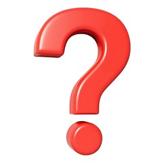 3D Red Question Mark Icon plastic white background