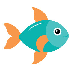 Fototapeta premium Cute fish drawing on white background. 