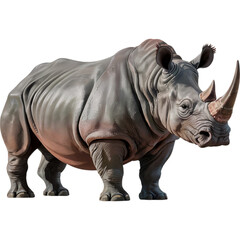 Fototapeta premium Single Horned Gray Rhinoceros Side View