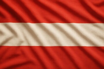 A close-up texture of the Austrian national flag, showing the red and white stripes. Concept of: Austrian national identity.