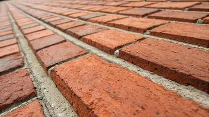 Evenly Aligned Orange Brown Clay Bricks Forming Repetitive Wall Layout Suitable for Texture Study