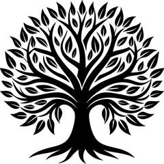 Obraz premium Elegant acrylic tree logo branching silhouette 