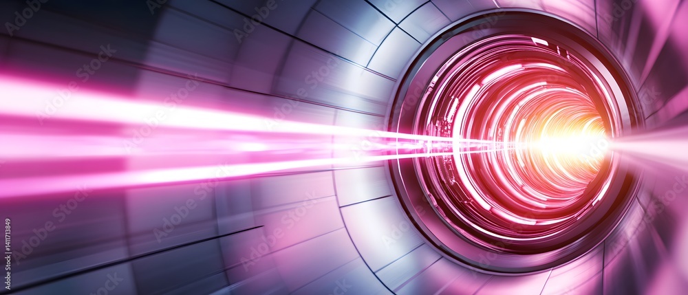 Poster abstract representation of a tunnel with light beams