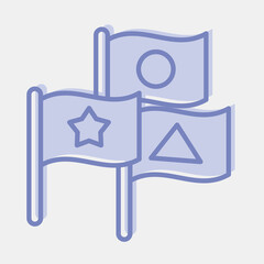 Icon party flags. Indonesian general election elements. Icons in two tone style. Good for prints, posters, infographics, etc.