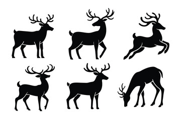 set of reindeer silhouettes