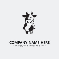 Cow illustration black and white for logo company vector image
