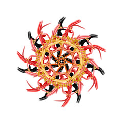 sun, red, circle, fire wheel