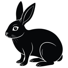 Silhouette of rabbit isolated on white backbround