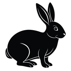 Silhouette of rabbit isolated on white backbround