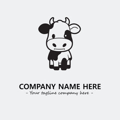 Cow illustration black and white for logo company vector image
