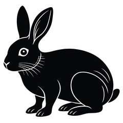 Silhouette of rabbit isolated on white backbround