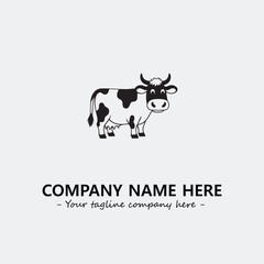 Cow illustration black and white for logo company vector image
