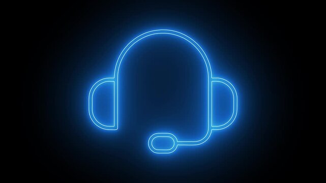 Glowing neon line Headphones icon. Neon headphone icon animation. Neon headphones sign with alpha channel 