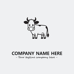 Cow illustration black and white for logo company vector image
