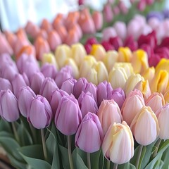 Colorful Tulip Bouquet Spring Flowers Pastel