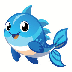 Obraz premium illustration of cute cartoon blue fish illustration. 