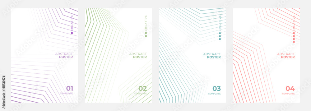 Aufkleber set of abstract posters. color line patterns. minimalist cover templates. futuristic backgrounds for