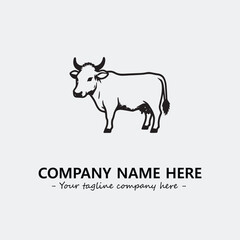 Cow illustration black and white for logo company vector image
