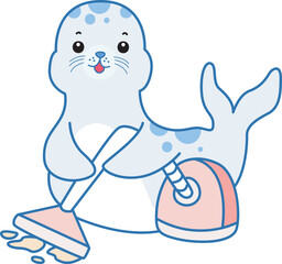Cute Seal vector icon. Funny baby Seal animal series stock illustration. Life of fluffy Seal designs