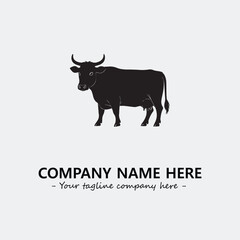 Cow illustration black and white for logo company vector image
